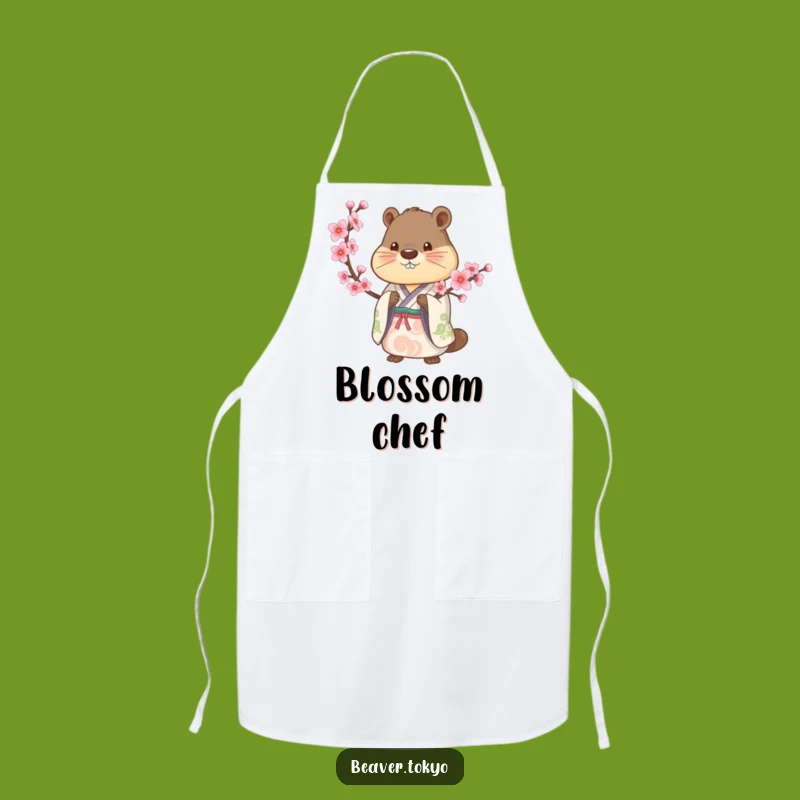 Kitchen Elegance: Beaver Kimono Apron Cherry Blossom Funny Gift