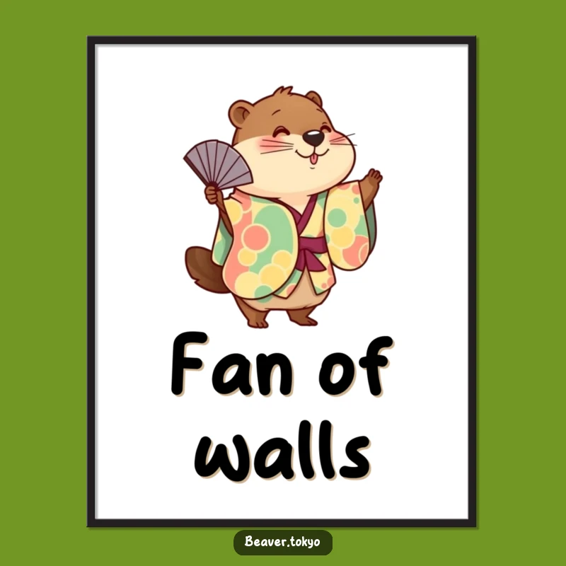 Funny Kimono Beaver Digital Print: Playful Art for Instant Joy