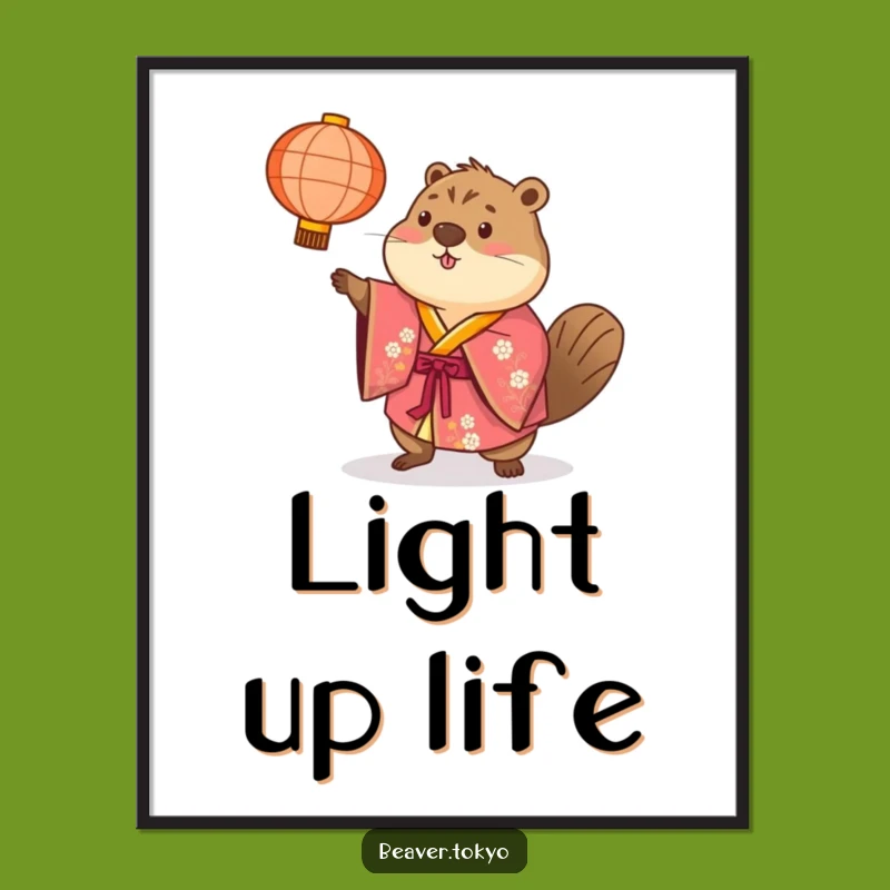 Funny Beaver Lantern Toss Digital Art - Colorful Kimono Print Gift