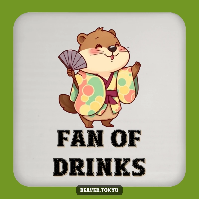 Funny Kimono Beaver Coaster: Playful Surface Protector, Unique Gift