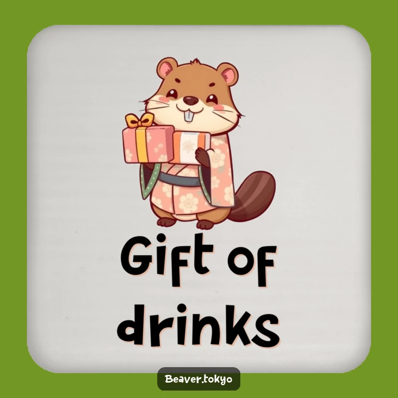 Funny Beaver Gift Stacker Coaster - Cute Kimono Table Protector Gift