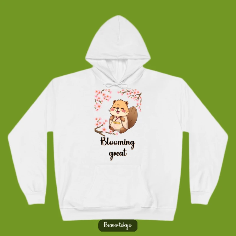 Cozy Funny Happy Beaver Hoodie: Traditional Kimono Comfort, Gentle Gift