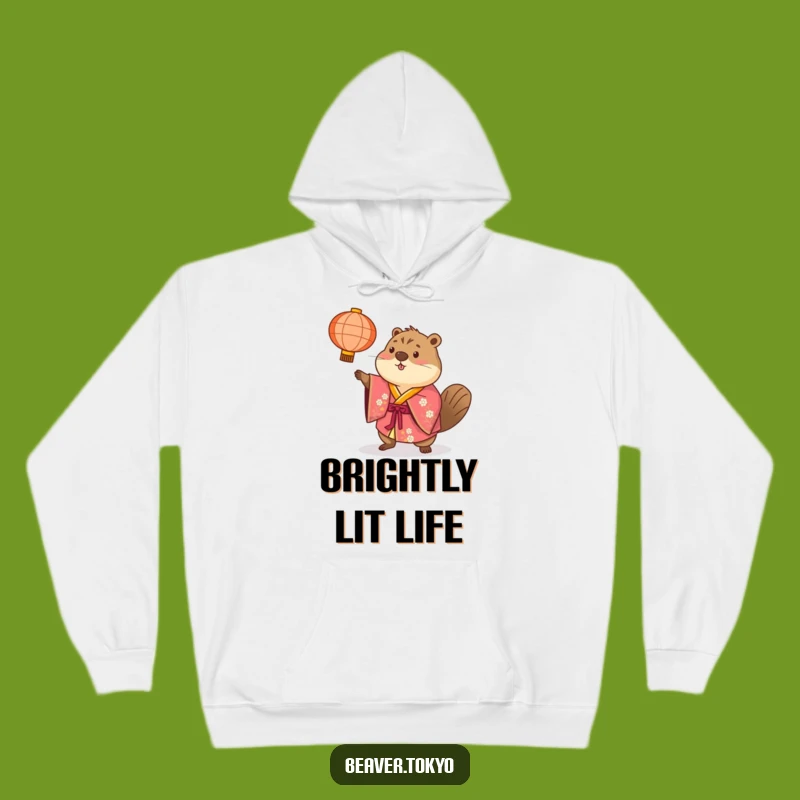 Cozy Beaver Lantern Toss Hoodie - Colorful Kimono Warm Funny Gift