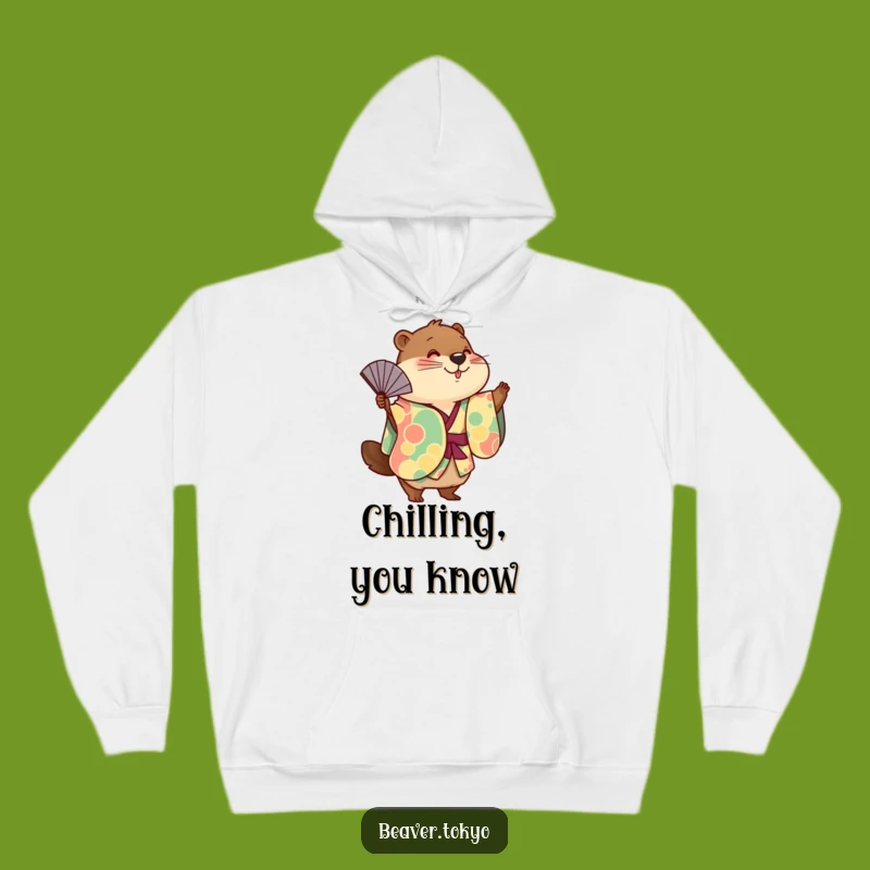 Cozy Funny Kimono Beaver Hoodie: Playful Fan Dance Warmth, Great Gift