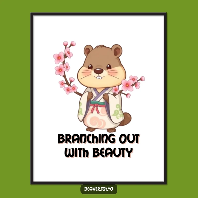 Free Printable Beaver Art: Kimono Cherry Blossom Serene Downloadable
