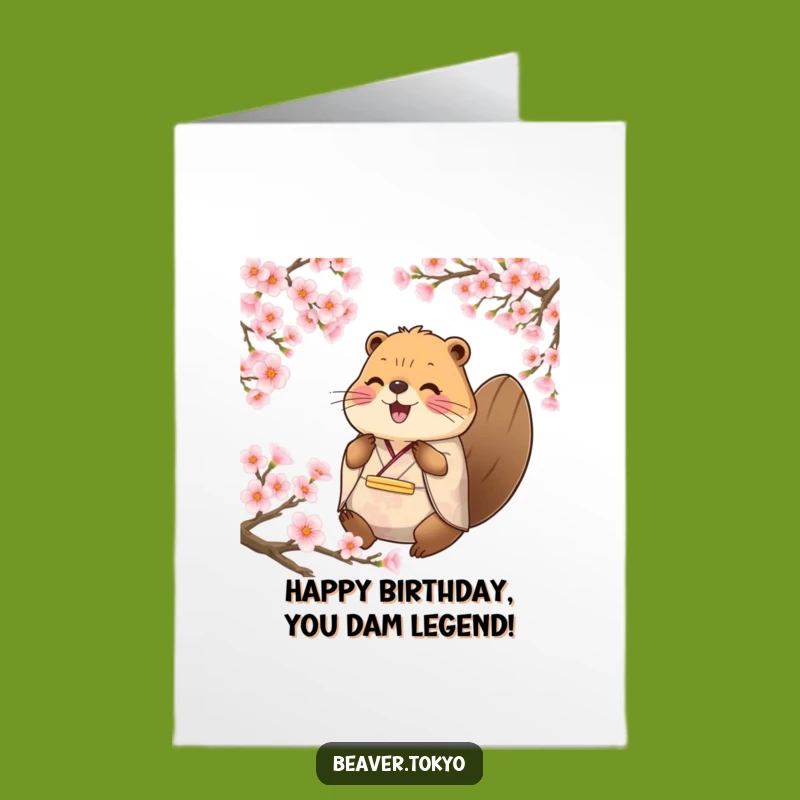 Free Printable Birthday Card: Beaver & Blossoms - Sweet Funny Downloadable Gift