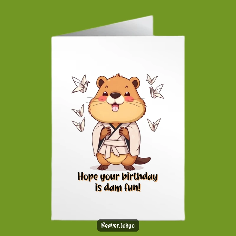 Free Printable Birthday Card: Juggling Beaver - Cute & Funny Downloadable Gift