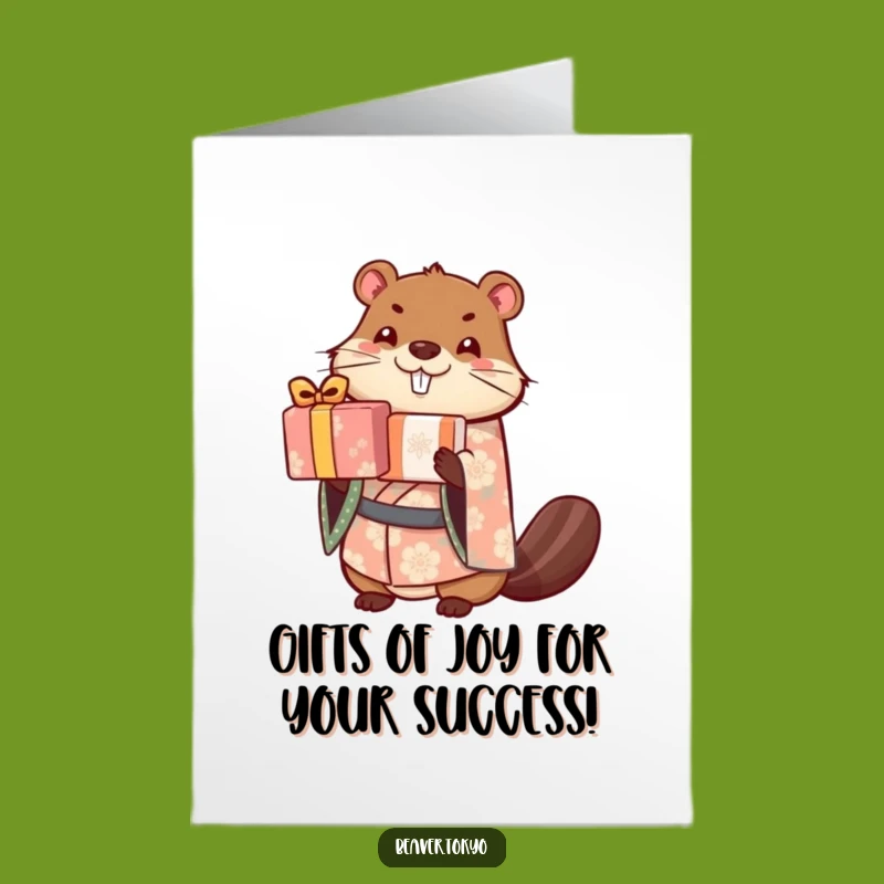 Free Printable Beaver Congrats Card: Gift Stack Celebration Downloadable