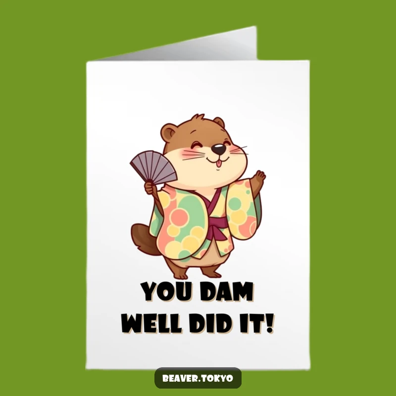 Free Printable Congrats Card: Adorable Beaver Fan Mistress - Fun Downloadable