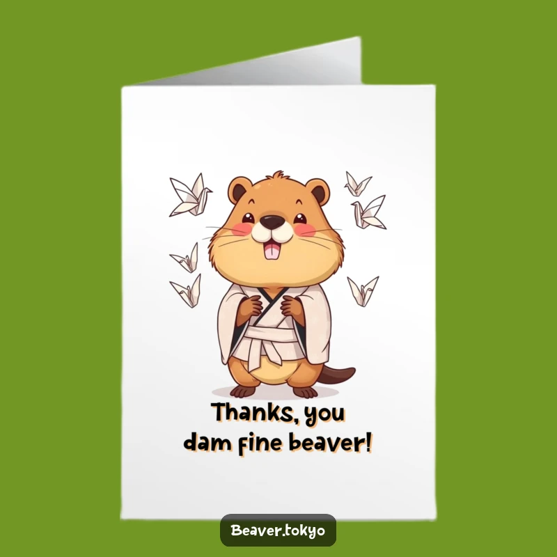 Free Printable Thank You Card: Beaver Crane Juggler - Funny & Quirky Gift
